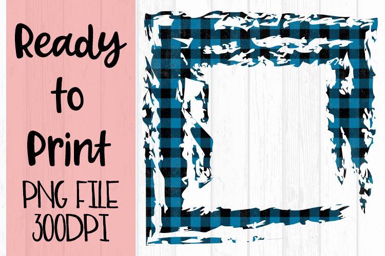 Blue Open Buffalo Plaid Frame Ready to Print example image 1
