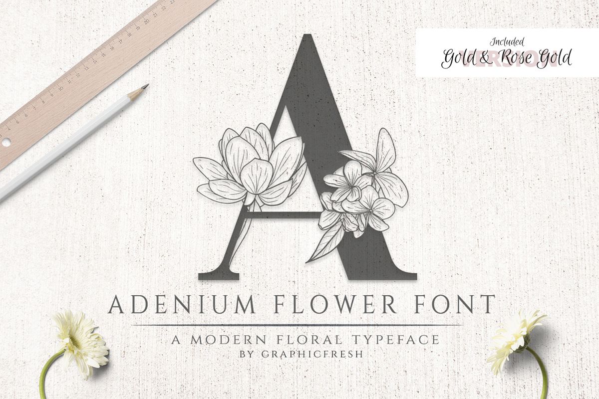 Adenium Font Gold & Rose Gold Foil example image 1