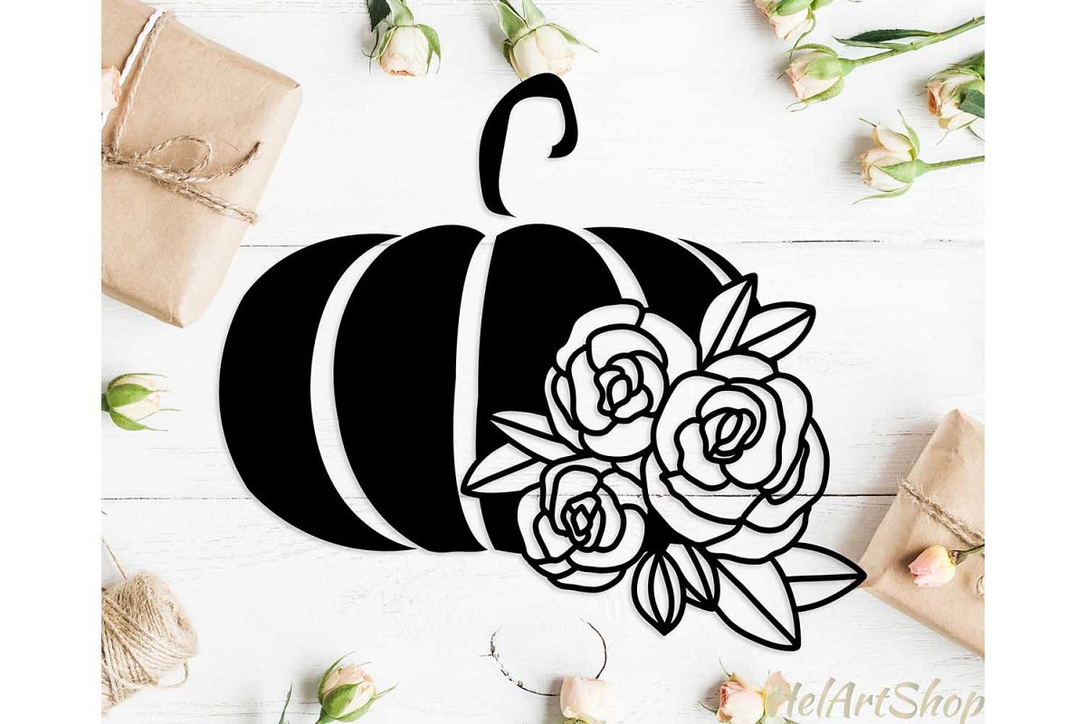 Pumpkin svg, Floral pumpkin svg, Thanksgiving svg cut file example image 1