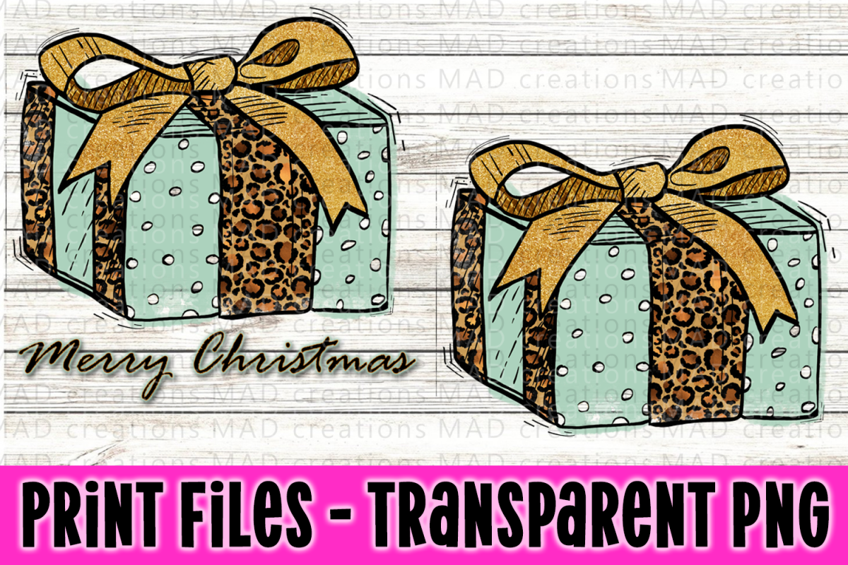 Christmas Present - Leopard Print and Teal - Print File example image 1