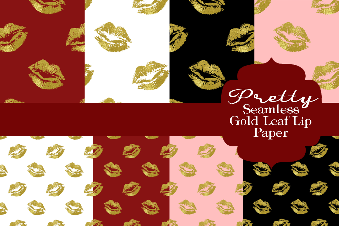 Pretty Lips Gold Leaf Patterned Papers example image 1