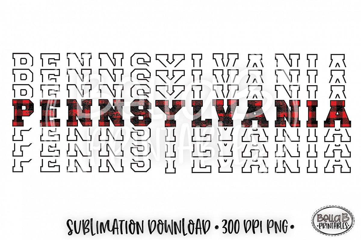 Pennsylvania Sublimation Design, Buffalo Plaid, Mirrored Des example image 1