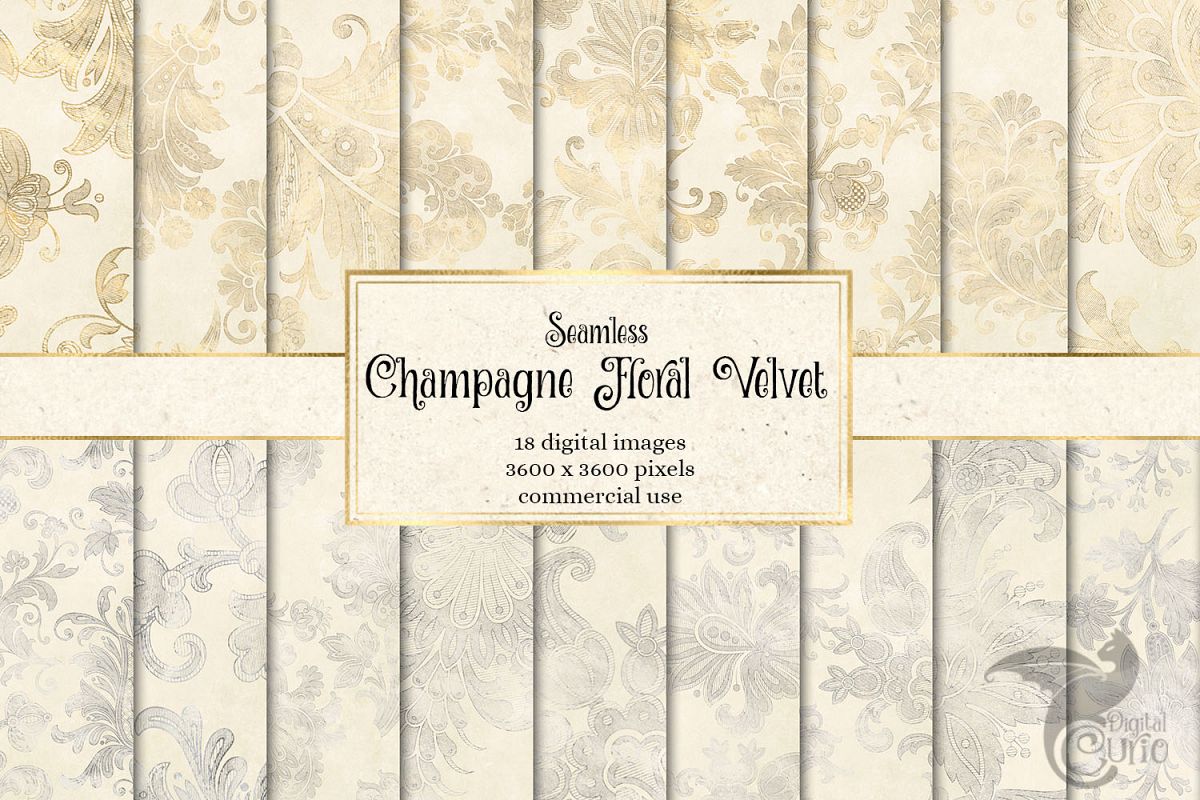 Champagne Floral Velvet Digital Paper example image 1