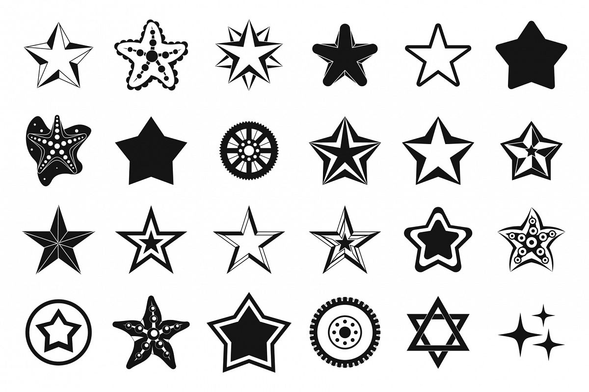 Stars icon set, simple style example image 1