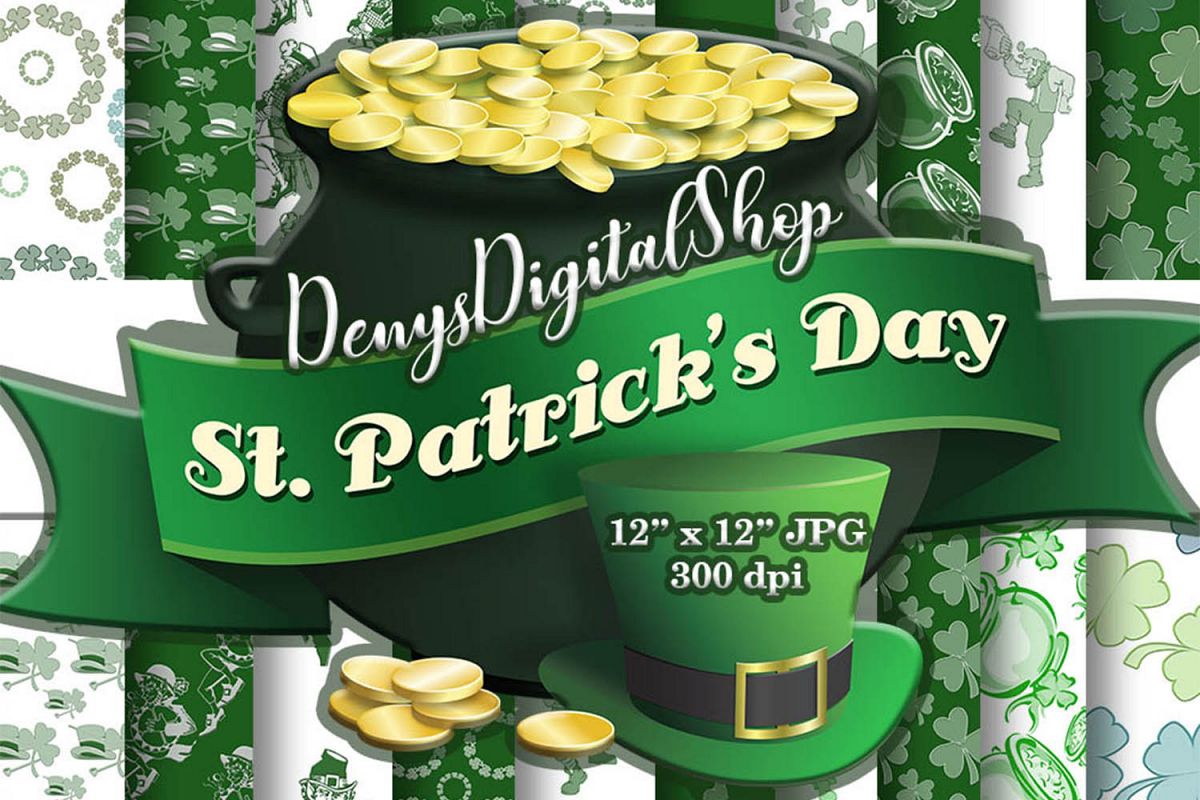 Irish Digital Paper,Irish Digital, Saint Patrick Day, SALE example image 1