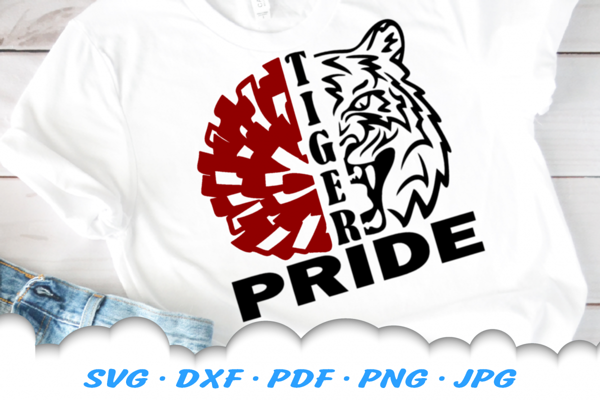Tiger Pride Mascot Cheer Pom SVG DXF Cut Files example image 1
