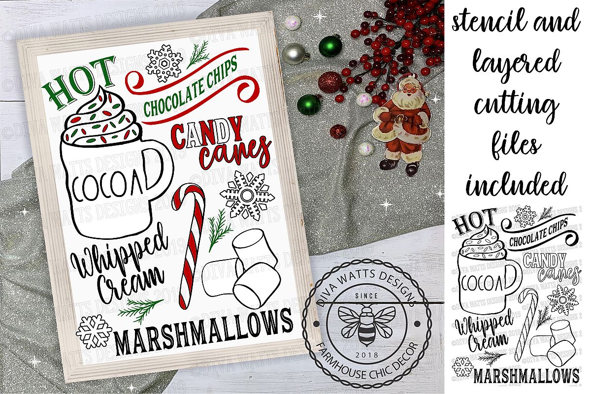 Hot Cocoa Bar Christmas Holiday Cutting File Lumpy Mug example image 1