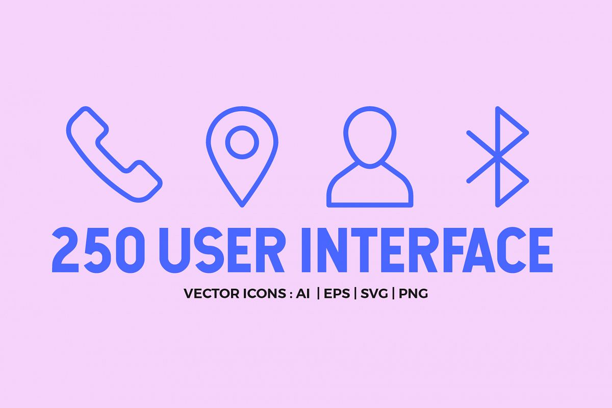 250 User Interface Line Icons example image 1