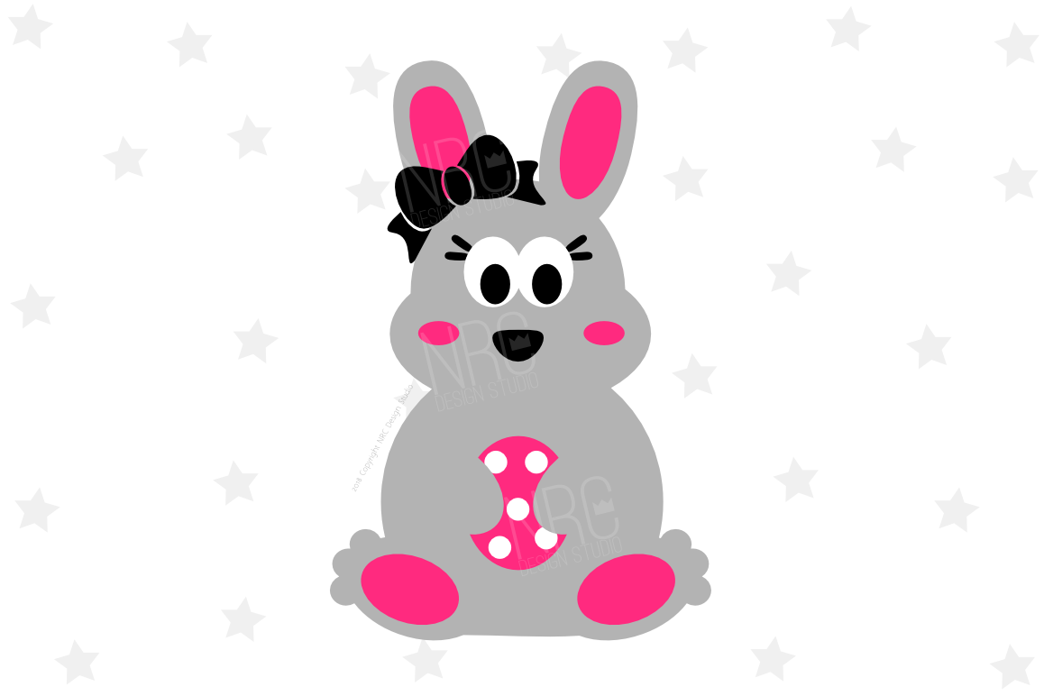 Girl Easter Bunny SVG File, V2 example image 1