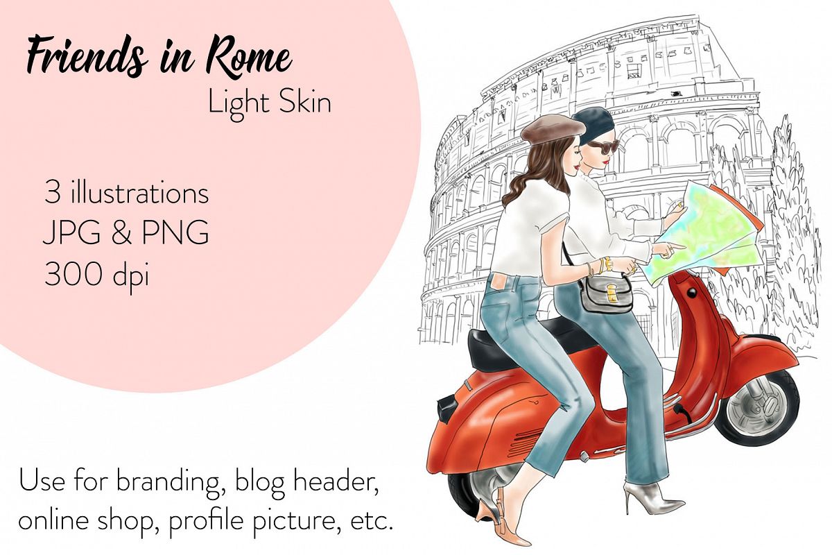 Fashion illustration - Friends in Rome - Light Skin example image 1