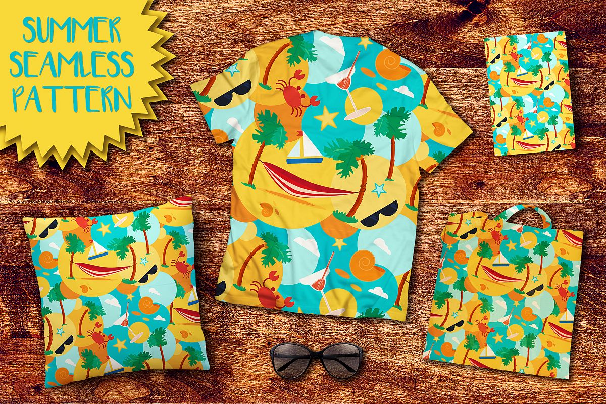 Summer Beach Seamless Pattern example image 1