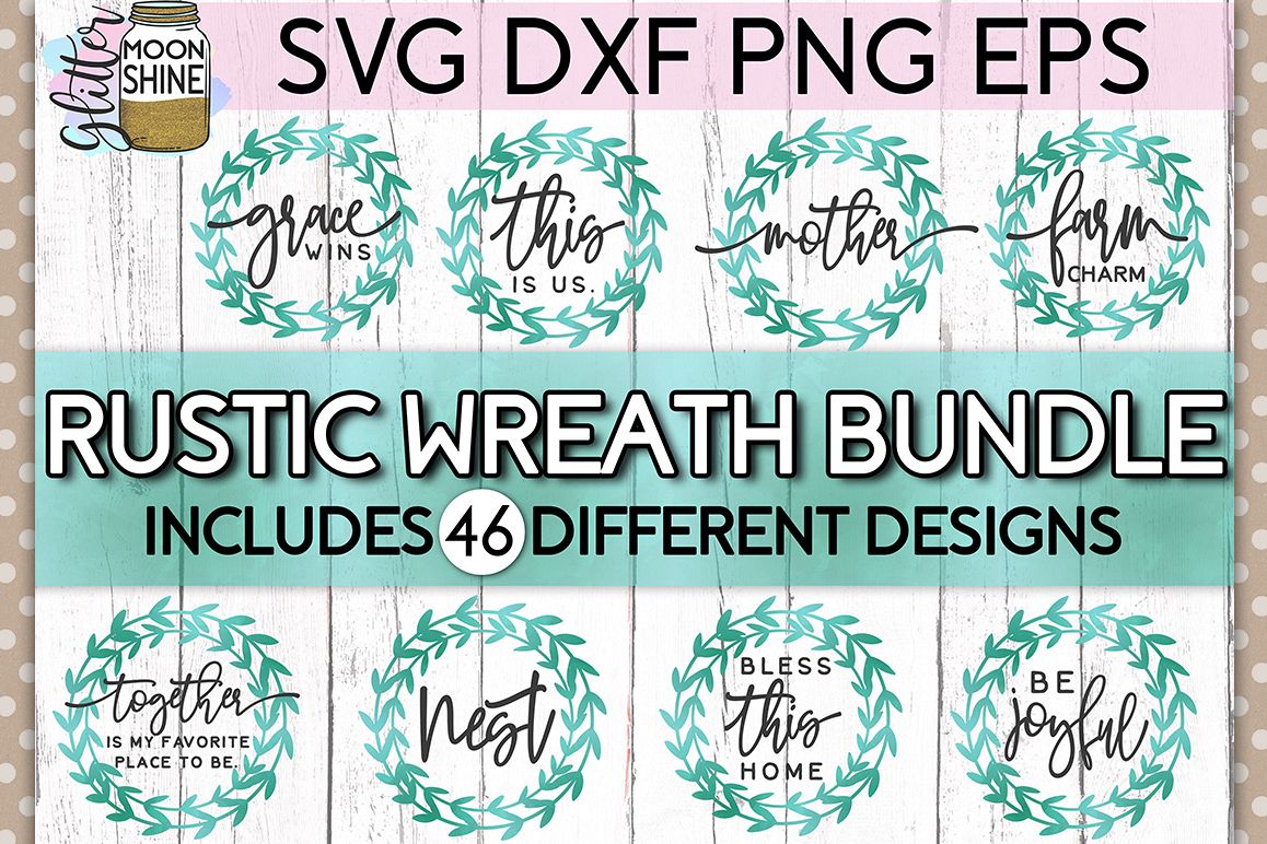 Rustic Wreath Bundle of 46 SVG DXF PNG EPS Cutting Files example image 1