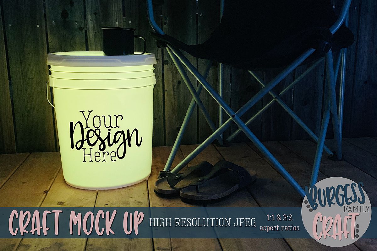 Bucket light table yellow Craft mock up|High Resolution JPEG example image 1