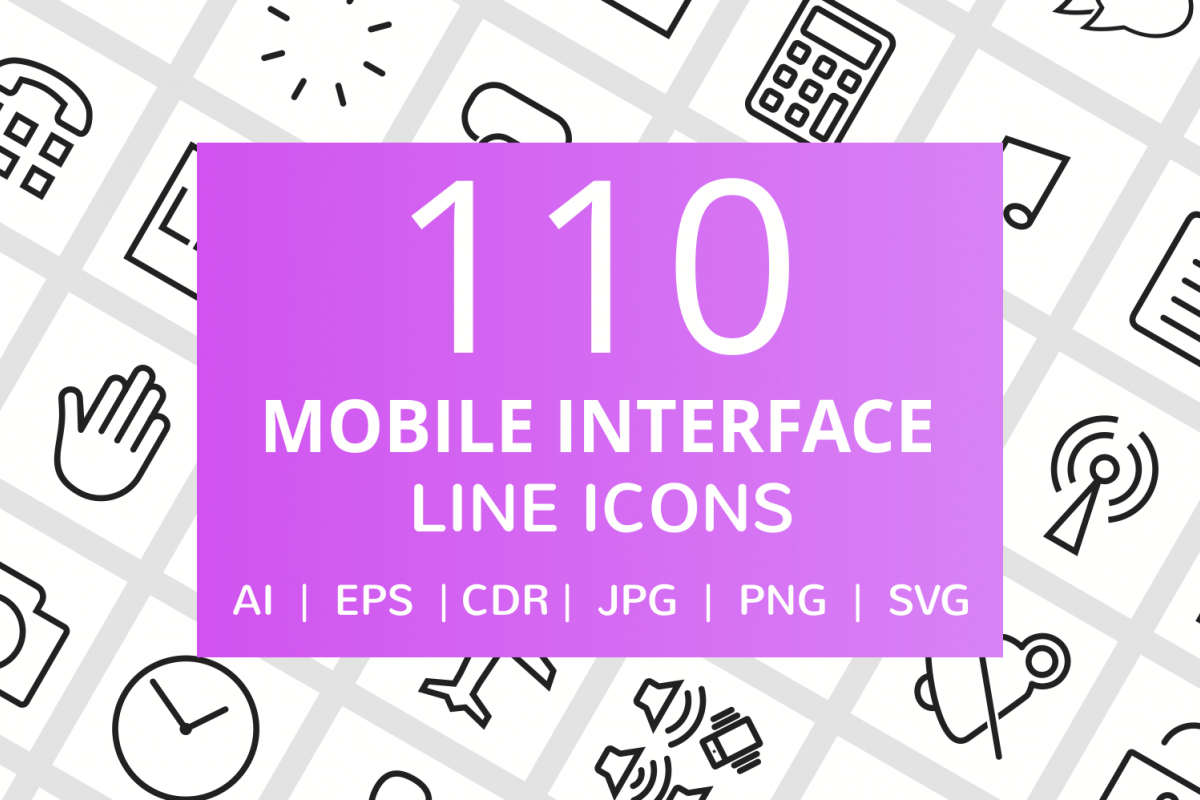 110 Mobile Interface Line Icons example image 1