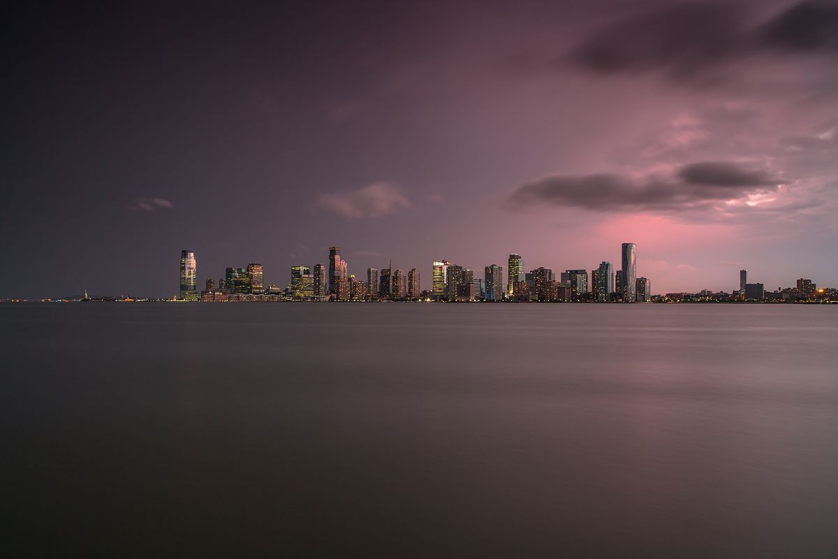 Jersey city view during sunset on a stormy day example image 1