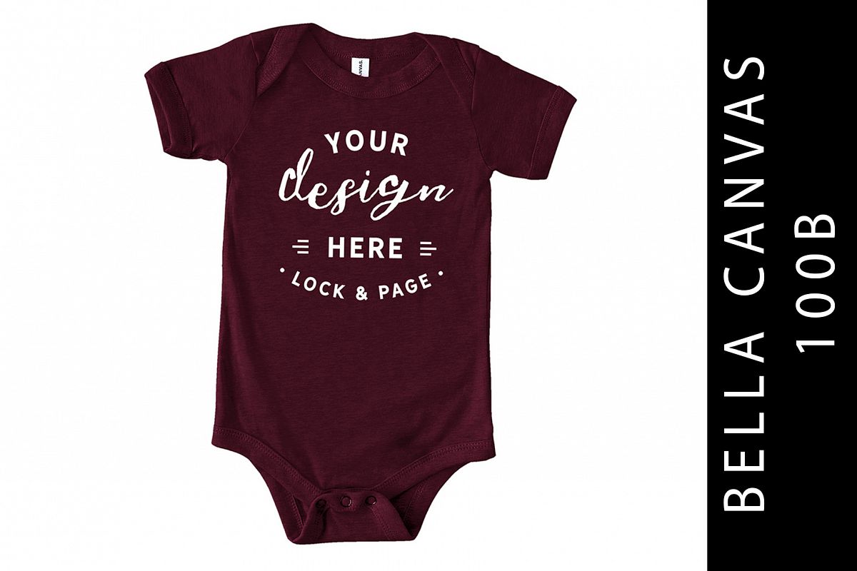Baby Bella Canvas 100B Romper Mockup Suit Heather Maroon example image 1