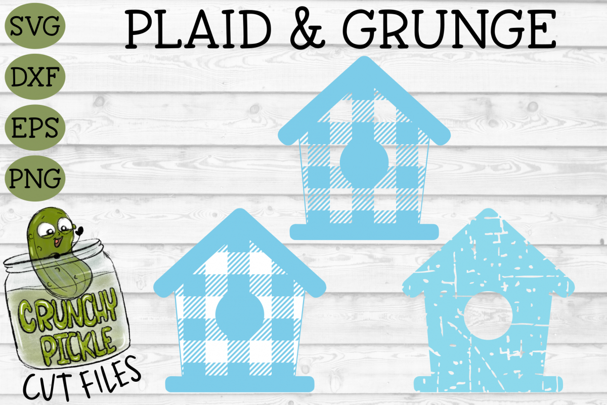 Plaid & Grunge Birdhouse SVG Cut File for Spring or Easter example image 1