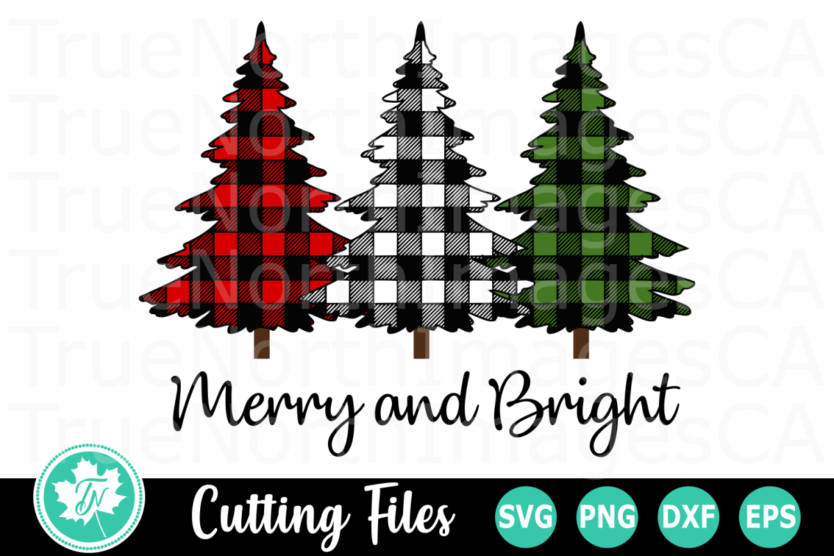Download Merry and Bright Plaid Trees - A Christmas SVG Cut File