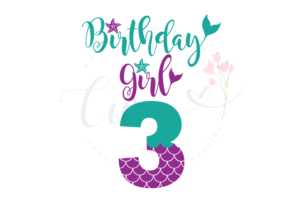 My 3rd Birthday Mermaid SVG | Mermaid Birthday Girl svg example image 1