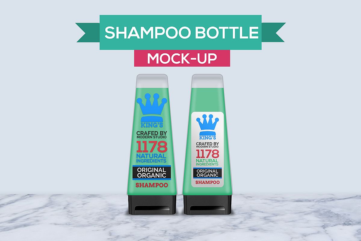 Hair and Body Shampoo Bottle Mock-Up example image 1