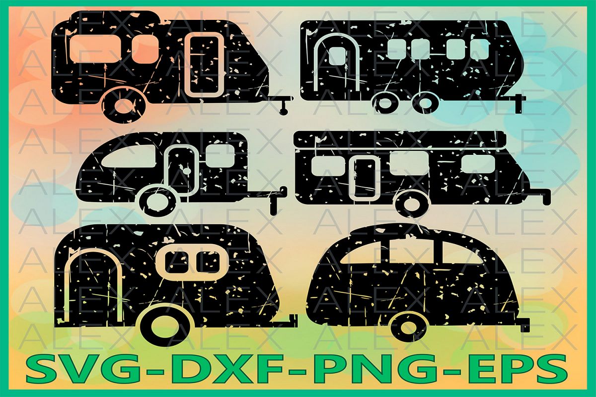Camper Grunge SVG, Camping Svg, Camper Silhouette example image 1