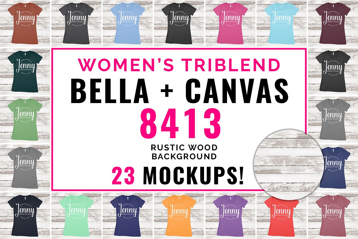 Bella Canvas 8413 Mockup Bundle, Triblend Tshirt Mockup example image 1