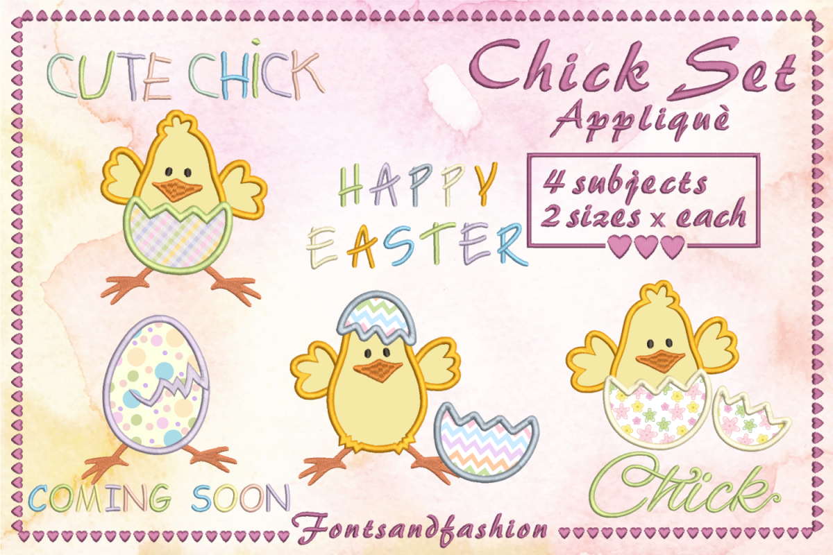 Chick Set_Appliquè example image 1