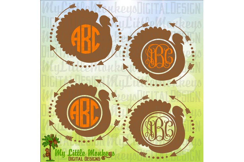 Turkey with Arrows Monogram Base example image 1