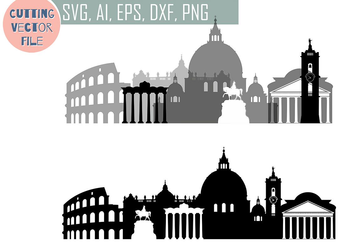Rome Skyline Vector, Italy SVG, JPG, PNG, DWG, CDR, EPS, AI (42288
