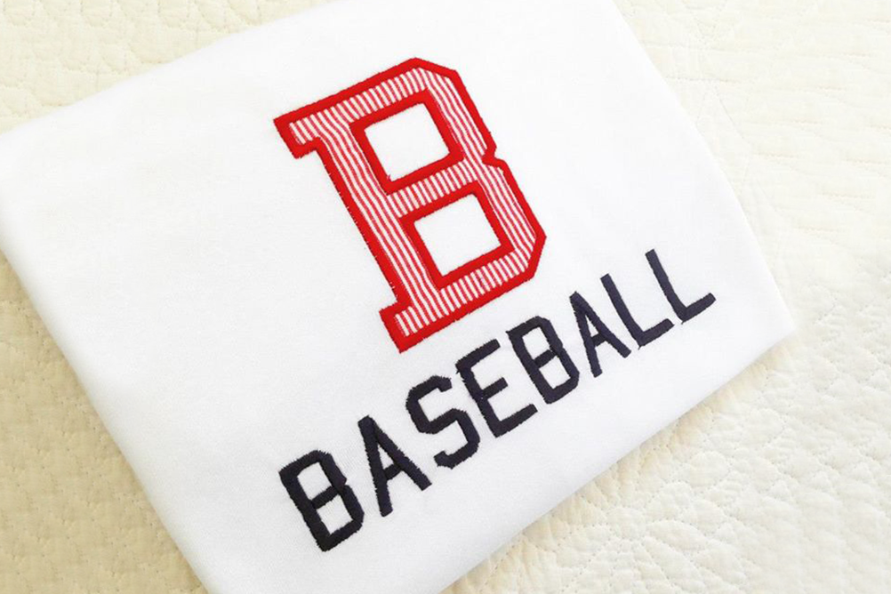B for Baseball Applique Embroidery Design example image 1