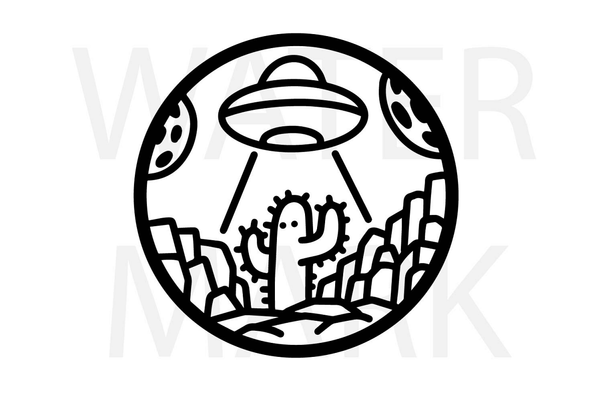 UFO Abduction a cactus shaped like human - SVG EPS JPG PNG example image 1