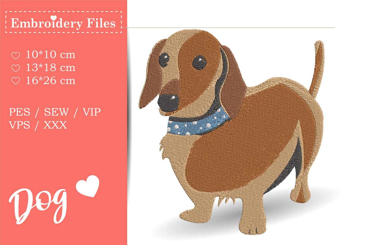 Cute Dachshund - Embroidery File for Beginners example image 1