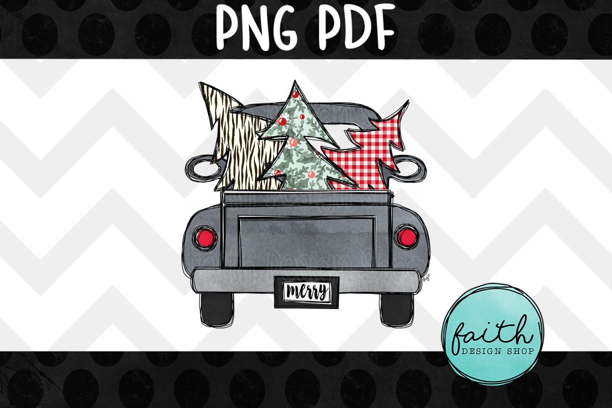 Merry Christmas Truck with 3 Trees example image 1