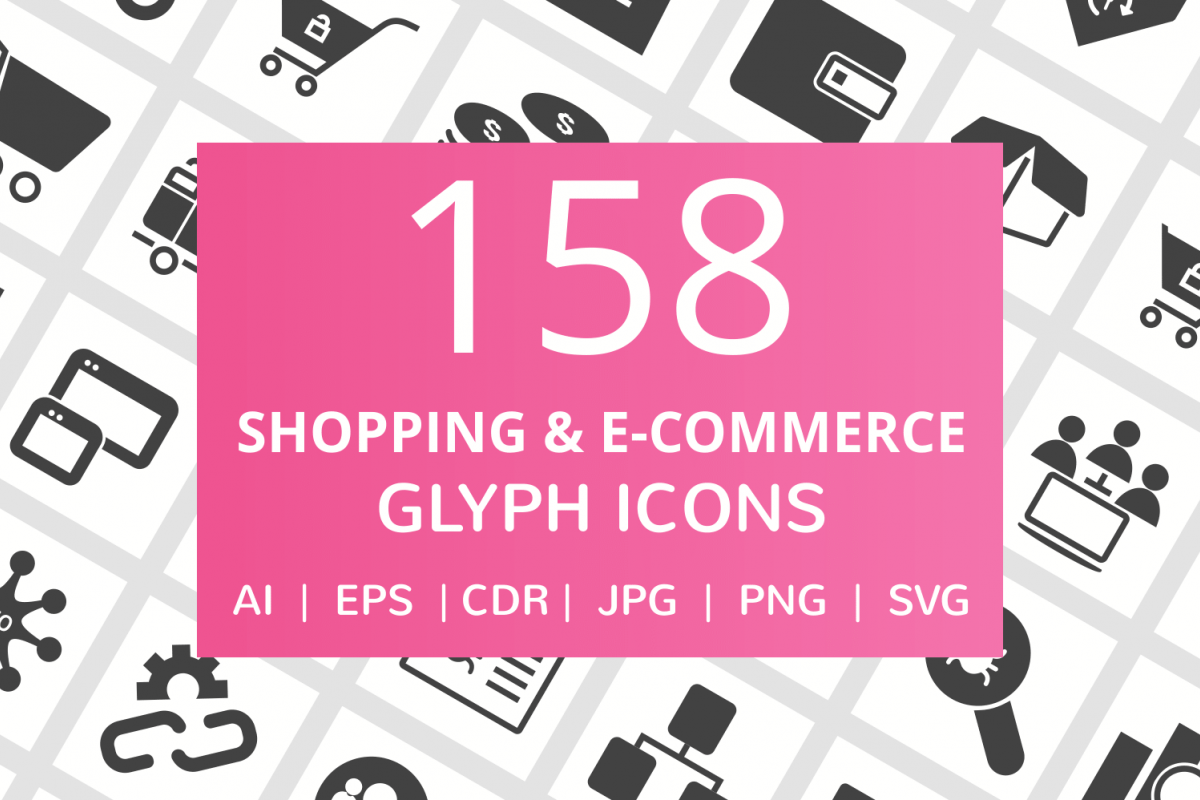 158 Shopping & E-Commerce Glyph Icons example image 1