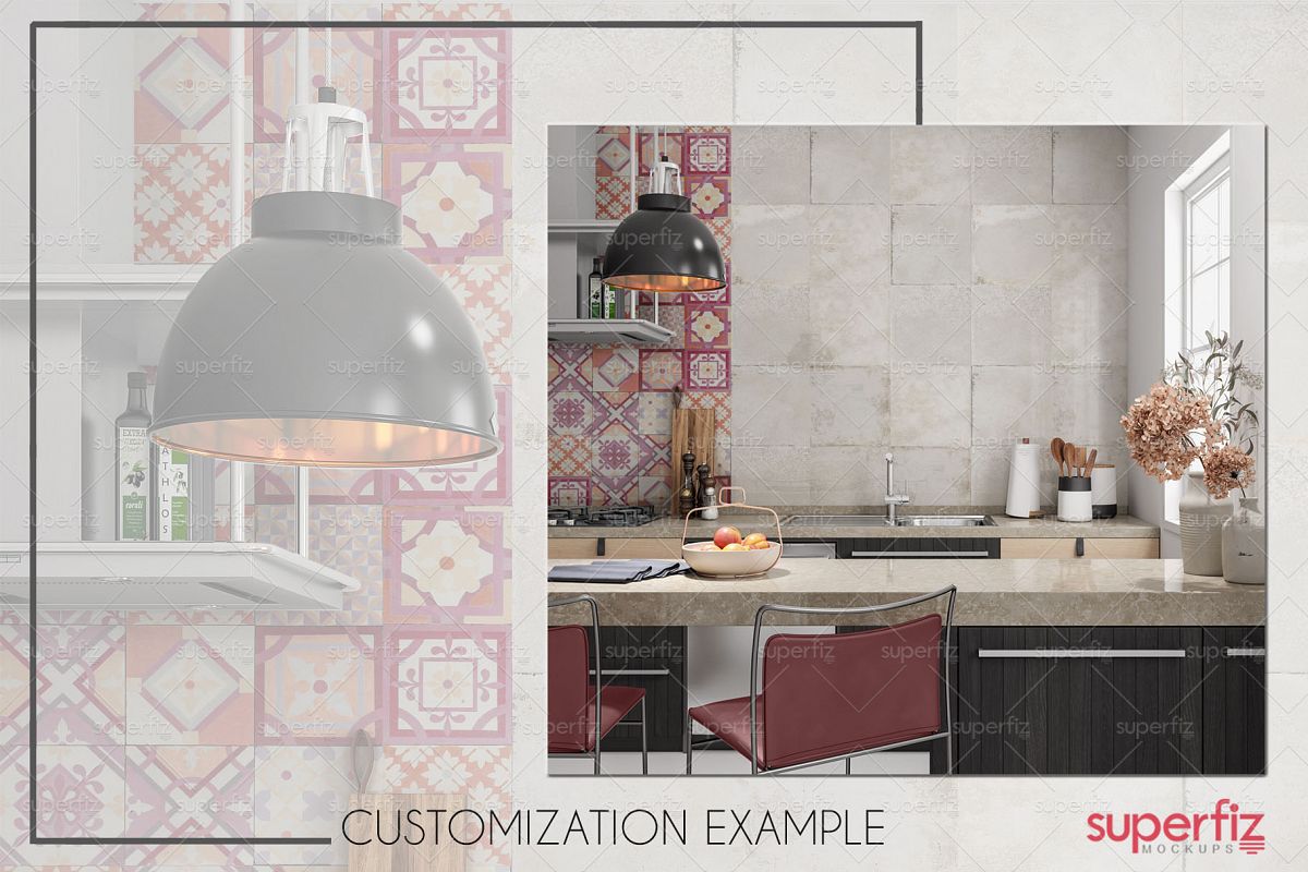 Blank Wall Kitchen PSD Mockup SM73 example image 1