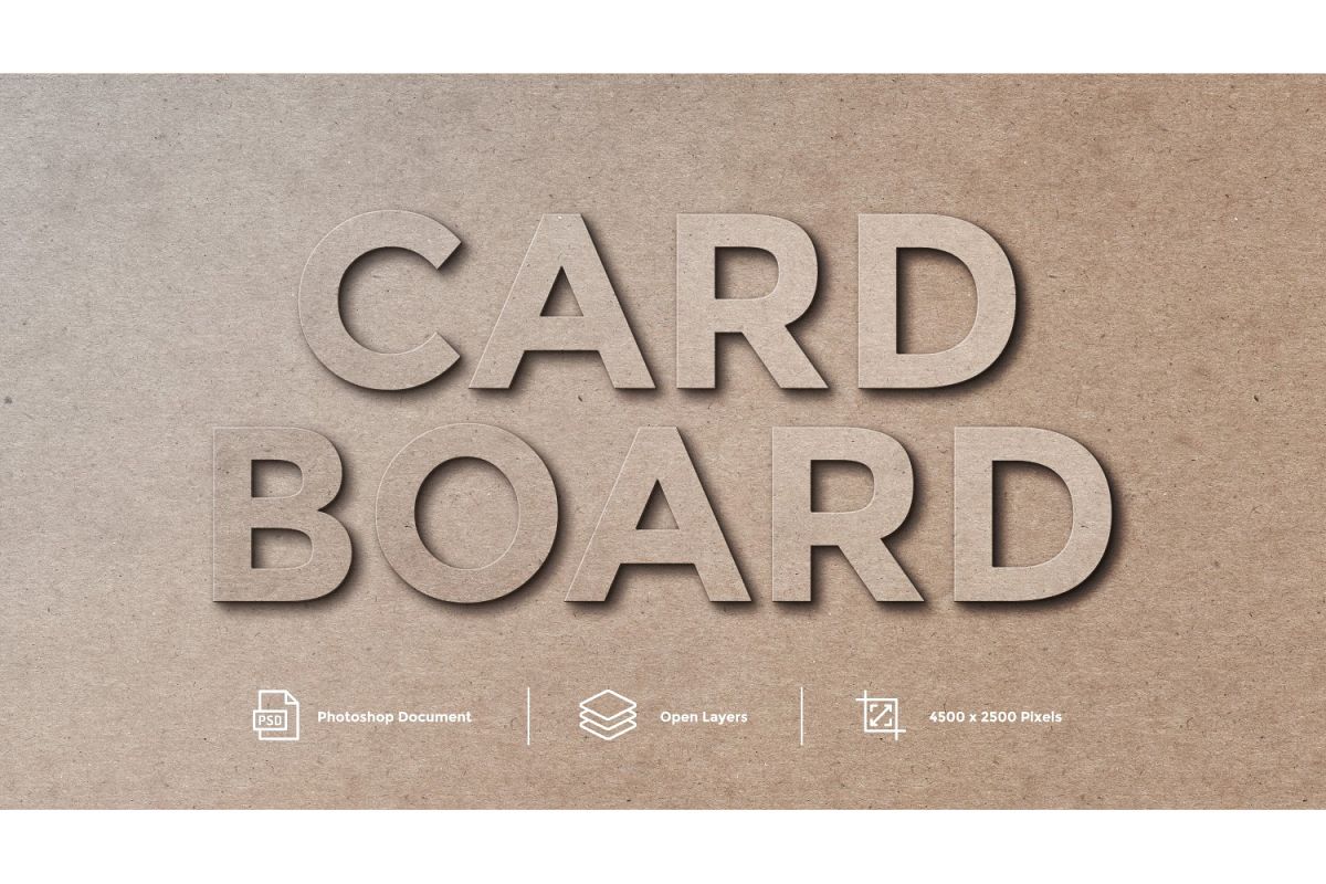 Card Board Text Effect Design Photoshop Layer Style Effect example image 1