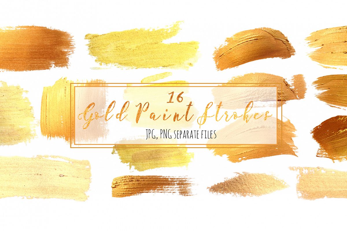 Set 16 Gold Paint Strokes example image 1