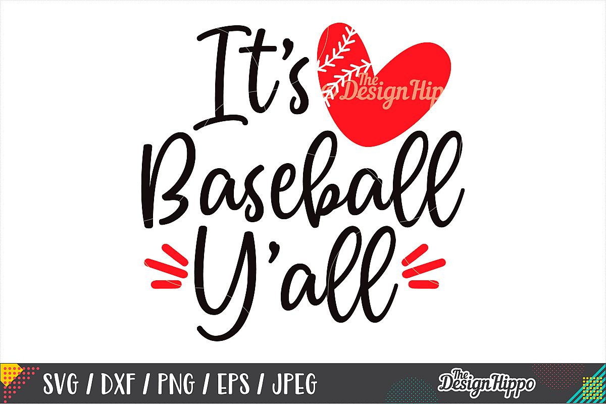It's Baseball Y'all SVG, Baseball Heart SVG, DXF PNG Files example image 1
