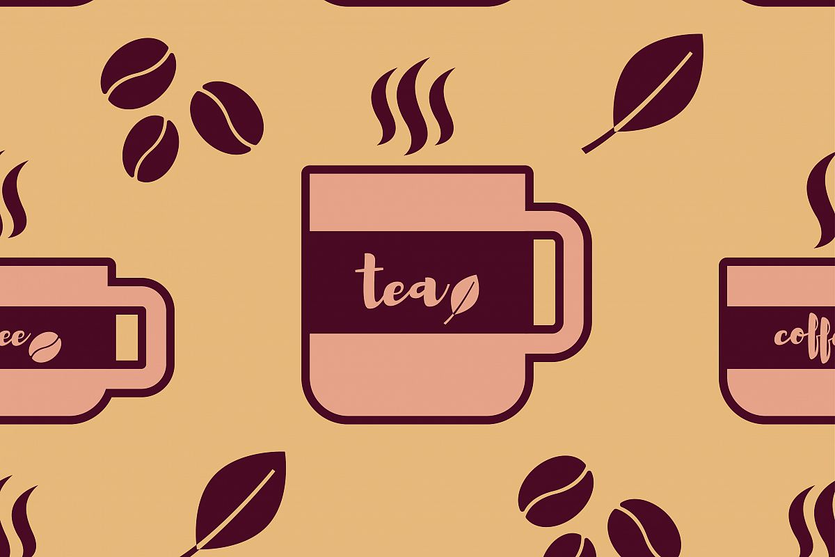 Seamless vector background with cups of coffee and tea. example image 1