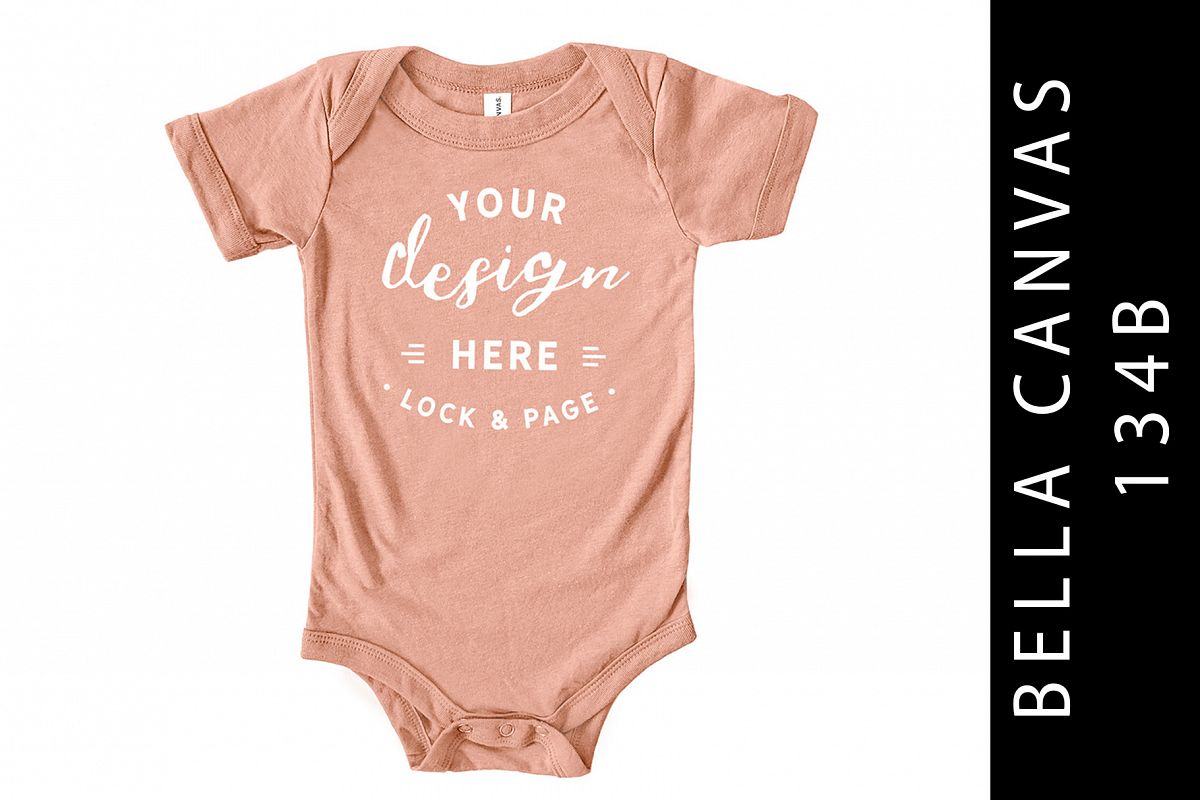 Baby Bella Canvas 134B Romper Mockup Suit Peach example image 1