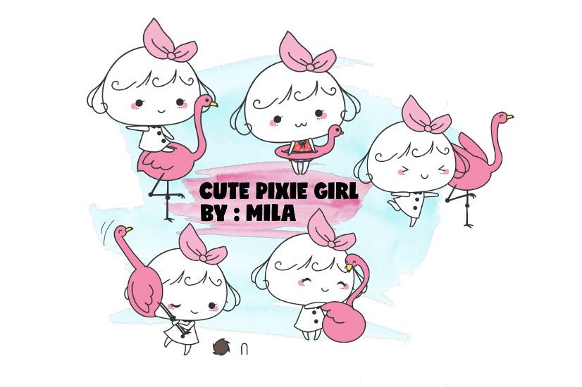 KAWAII GIRL CLIPART BUNDLE PNG example image 1