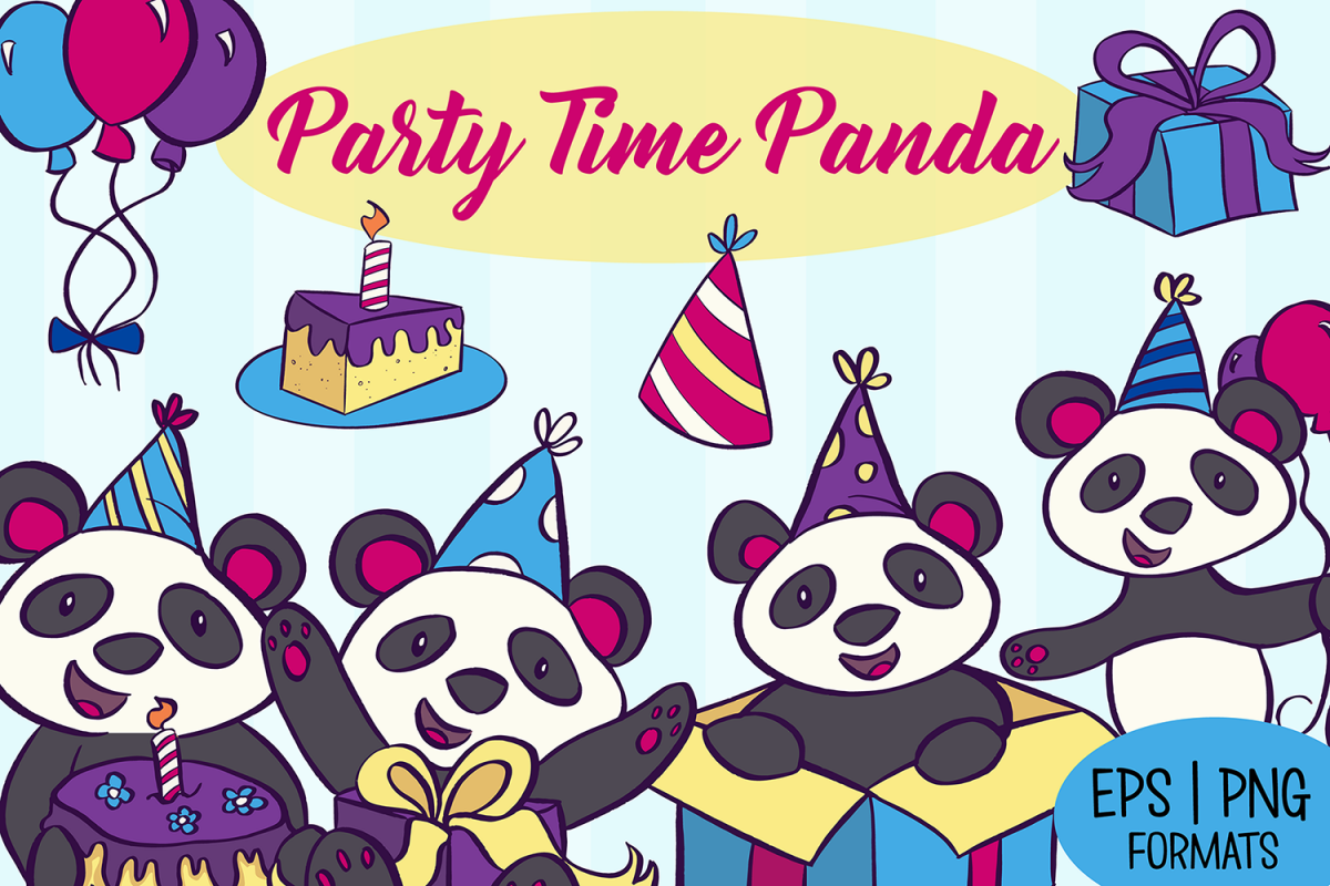 Party Panda Birthday Illustrations example image 1