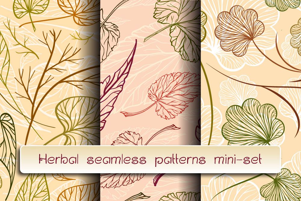 Herbal seamless patterns mini-set example image 1