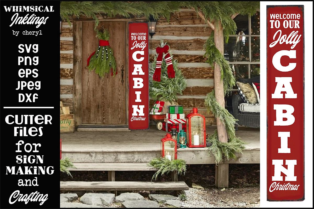 Jolly Cabin Christmas-Vertical Christmas SVG example image 1