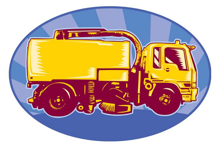 street cleaner sweeper truck side view retro example image 1
