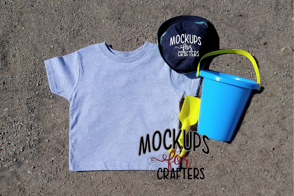 CHILD'S GILDAN TSHIRT GRAY, DOLLARAMA PAIL MOCK-UP example image 1