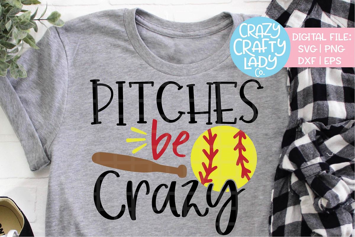 Pitches Be Crazy Softball SVG DXF EPS PNG Cut File example image 1