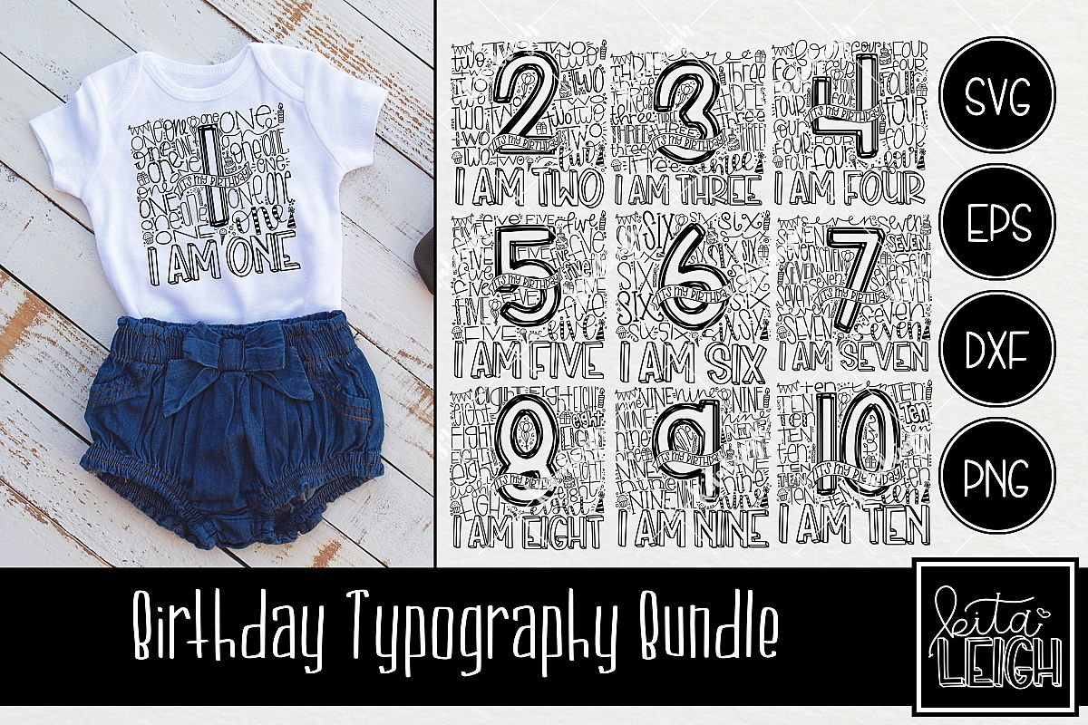 Birthday Typography Bundle example image 1