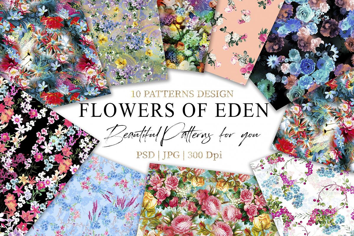 Garden of Eden|Flowers Patterns clipArt example image 1