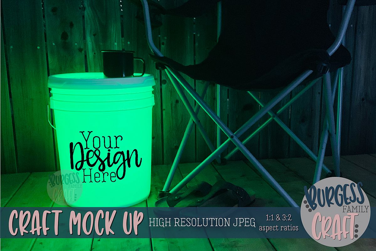 Bucket light table green Craft mock up| High Resolution JPEG example image 1